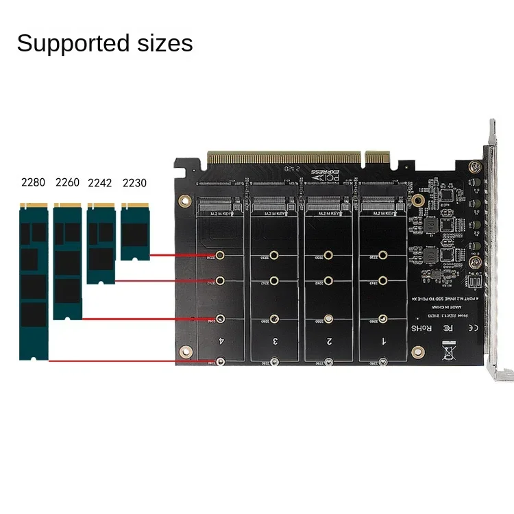 Pcie 4,0 3,0 X16 NVMe tarjeta RAID SSD de 4 discos M.2 M Key placa base PCI-e 16x adaptador de expansión de matriz tarjeta dividida con ventilador de refrigeración - imagen 3