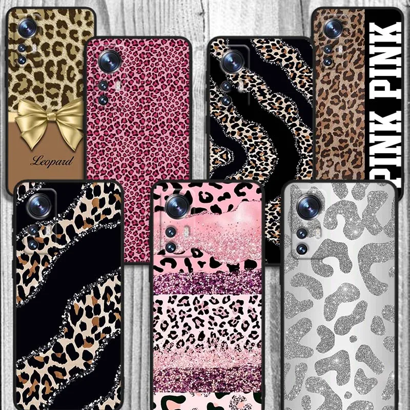Funda con estampado de leopardo para Xiaomi Mi 17 15 14 14T 13 12 11 13T 12T 11T 12X Lite Ultra Pro Max 5G, funda negra para teléfono