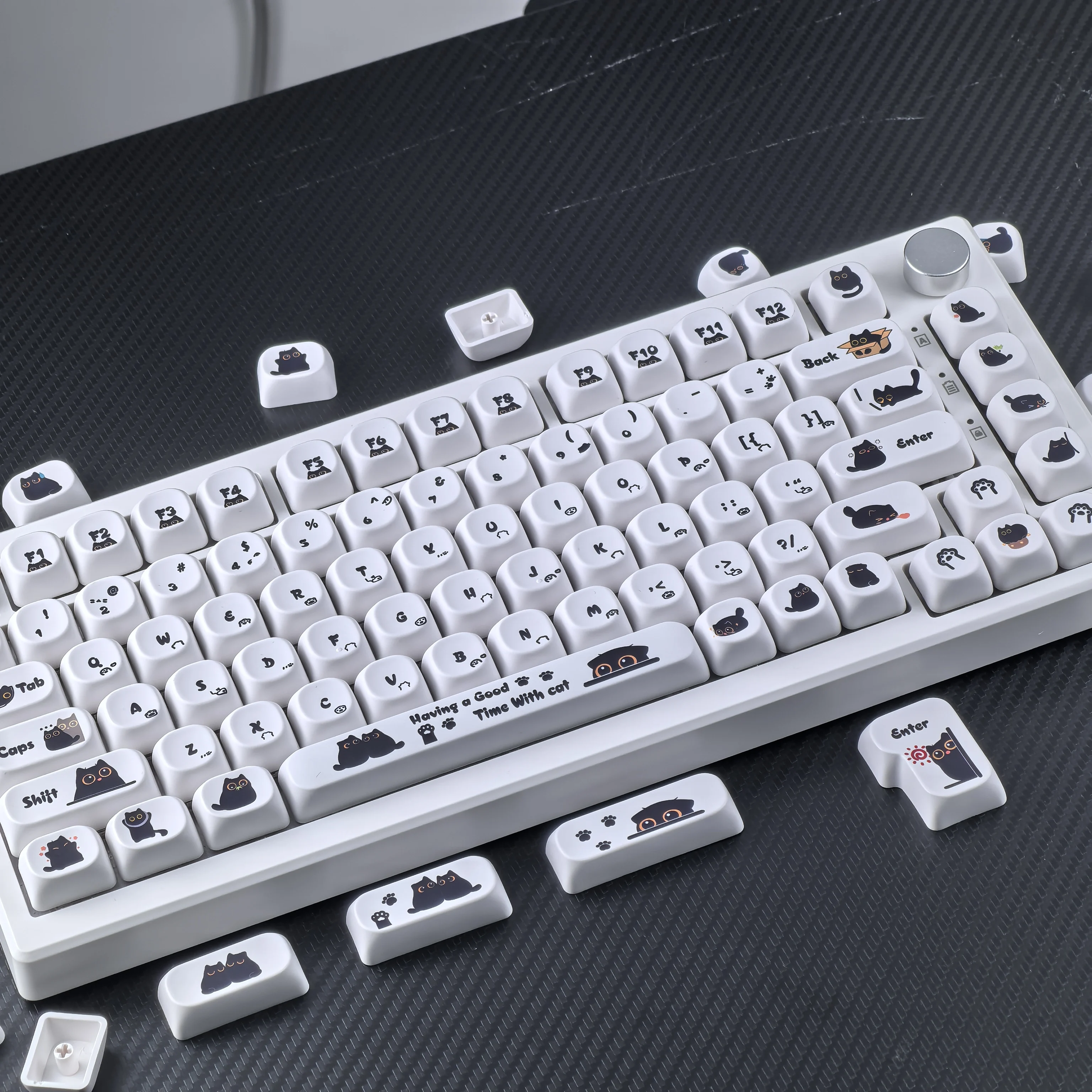 Hide & Seek Keycap Blanco simple Lindo Moa PBT Aula F75 Teclas de teclado 2.25/2.75u Alice Layout ISO ANSI Keycaps - imagen 3