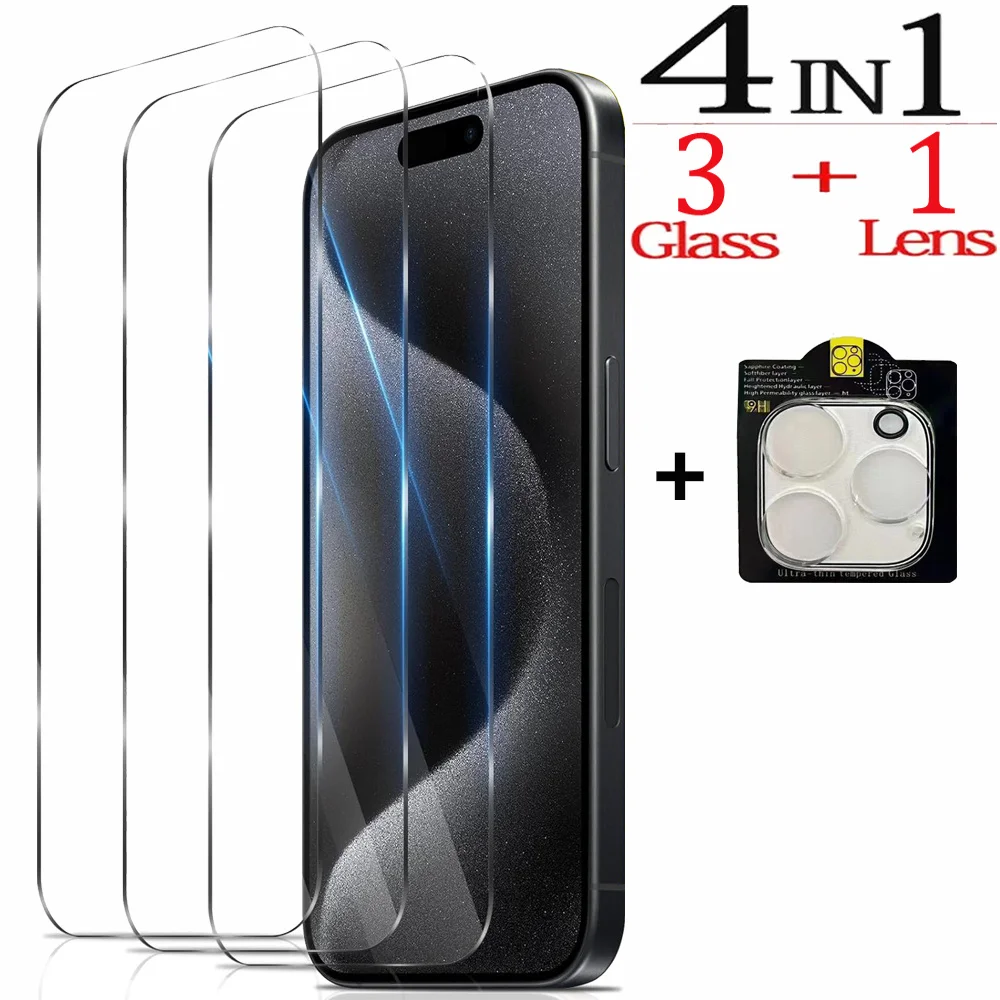 9H Protector de lente de cámara para iPhone 17 16 15 Pro Max Vidrio Templado Apple iPhone 15 14 13 Pro Protectores de pantalla iPhone15 Plus Cristal Temperado iPhone16 Película frontal iPhone 11 12 13 Mini Glass - imagen 2