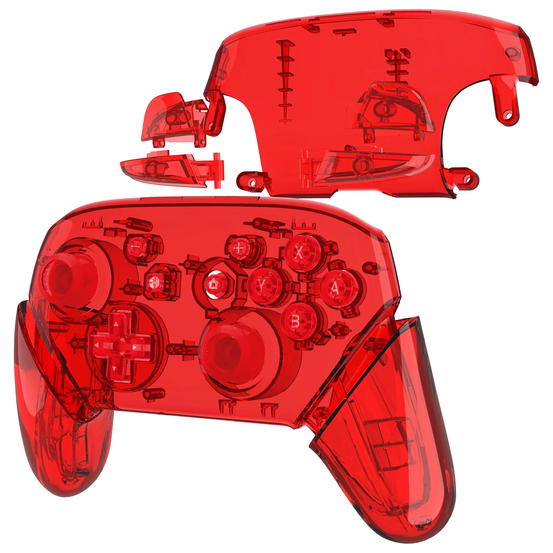 eXtremeRate Carcasa de repuesto DIY para controlador Nintendo Switch Pro - Rojo transparente - imagen 3