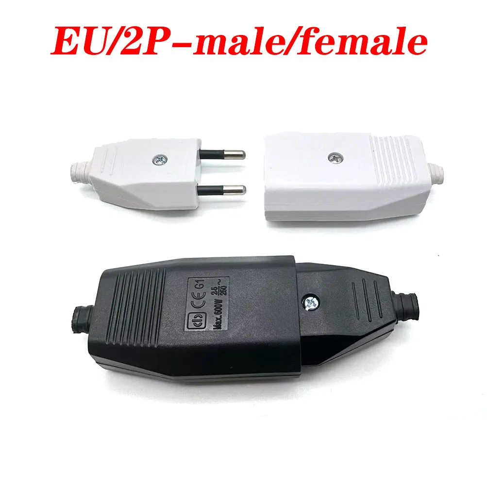 Enchufe de cableado macho hembra estándar de la UE, enchufe de orificio recable de repuesto, Cable de extensión de alimentación, conector de Cable Euro - imagen 3