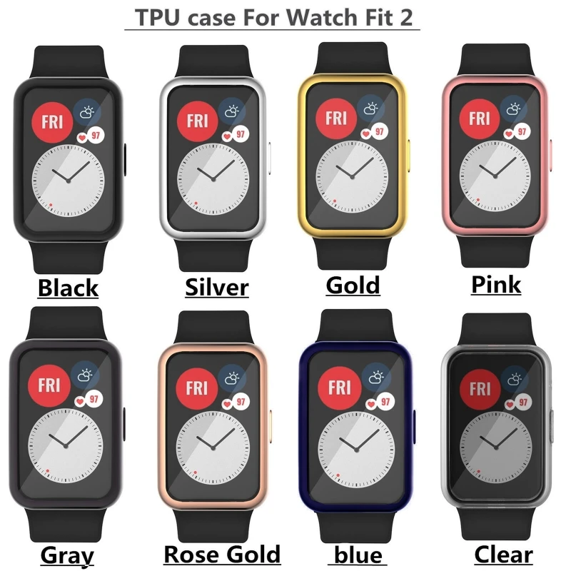 Carcasa protectora de pantalla de TPU para Huawei Watch FIT 2, carcasa resistente a los arañazos, marco Protector de pantalla de repuesto para reloj FIT2 - imagen 2