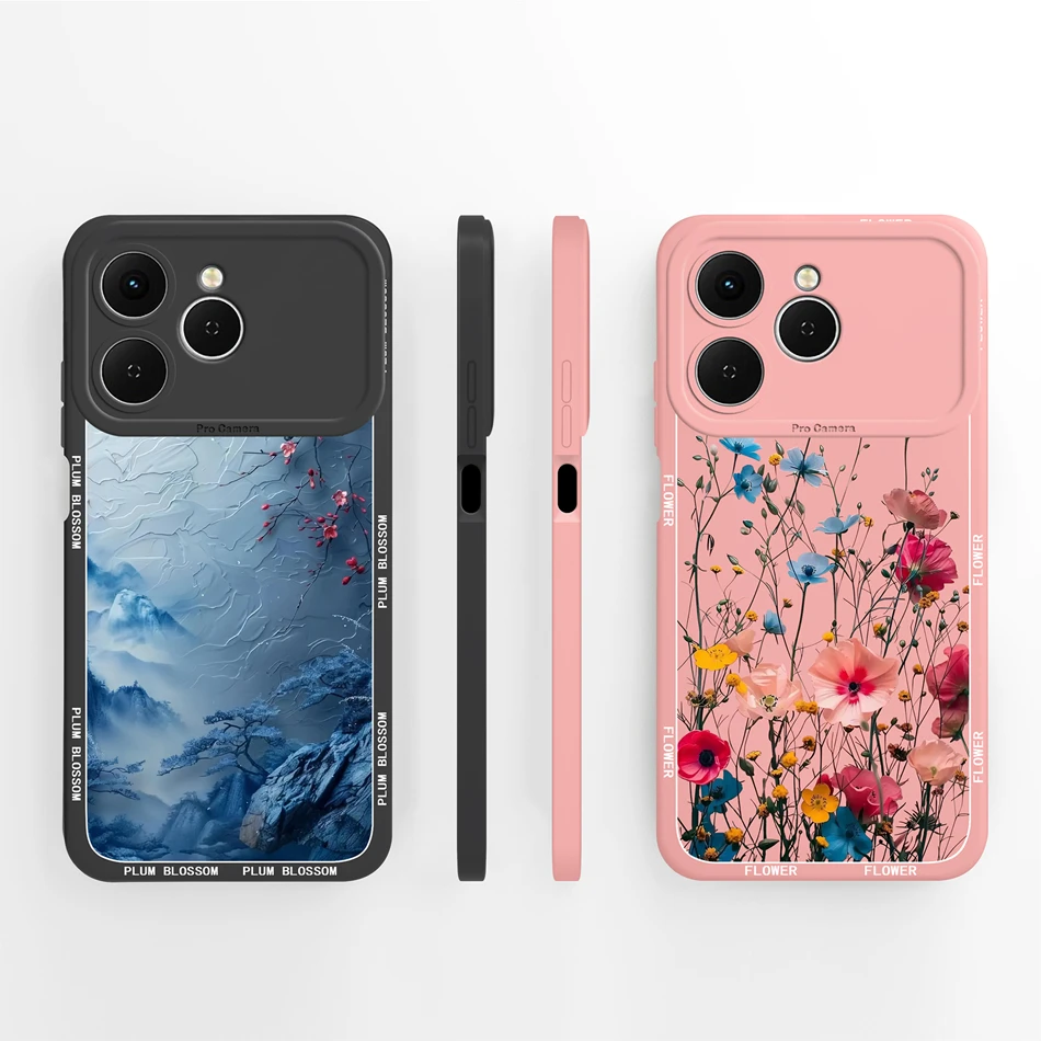 Para Tecno Spark 40 Pro Plus 40C Funda de teléfono con estampado Floral carcasa de cobertura completa para Tecno Spark40 Funda de silicona líquida suave y lisa - imagen 2