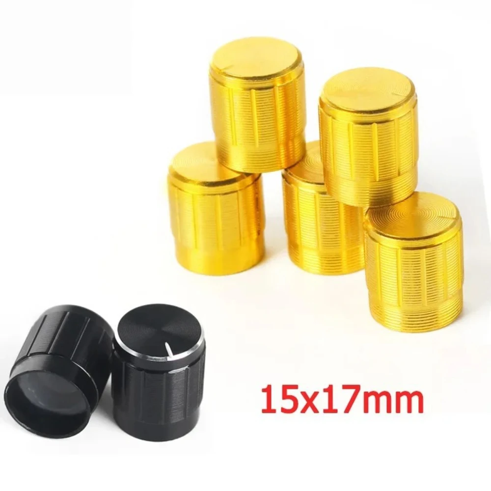 5 uds 6mm perillas de potenciómetro tapas eje moleteado perilla de Control de potenciómetro diámetro 15mm x 17mm perilla de interruptor de aluminio para WH148 - imagen 2