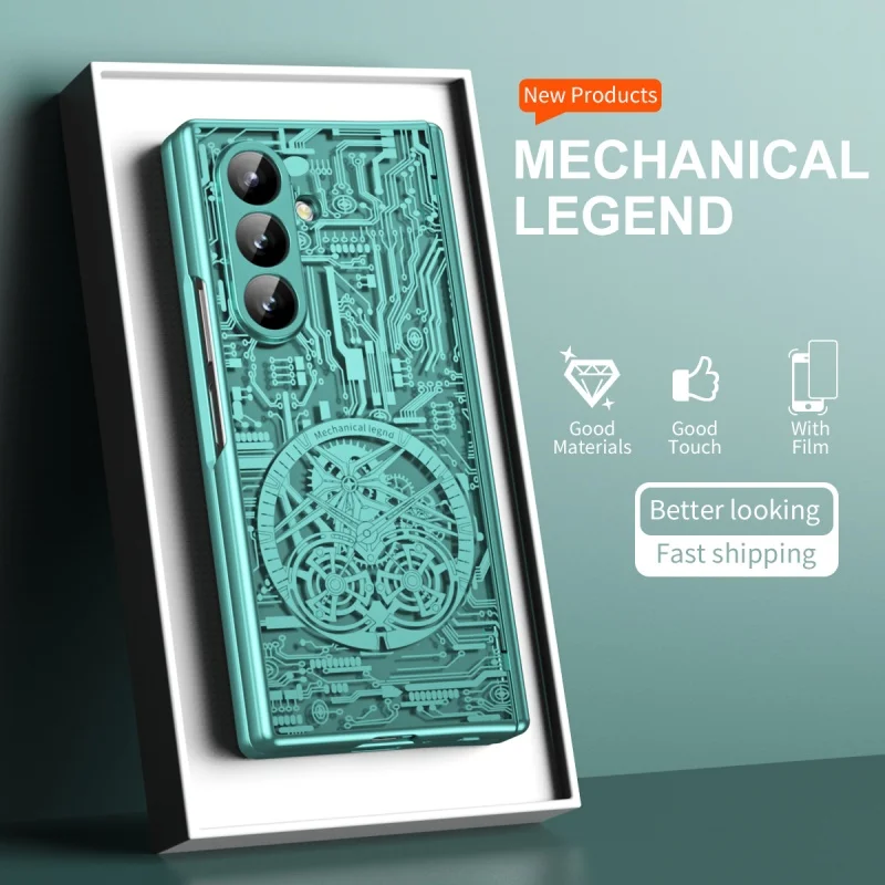 Para Samsung Galaxy Z Fold 7 6 5 4 3 5G funda de teléfono bisagra mecánica de lujo moda estrella chapado claro cubierta protectora a prueba de golpes - imagen 4