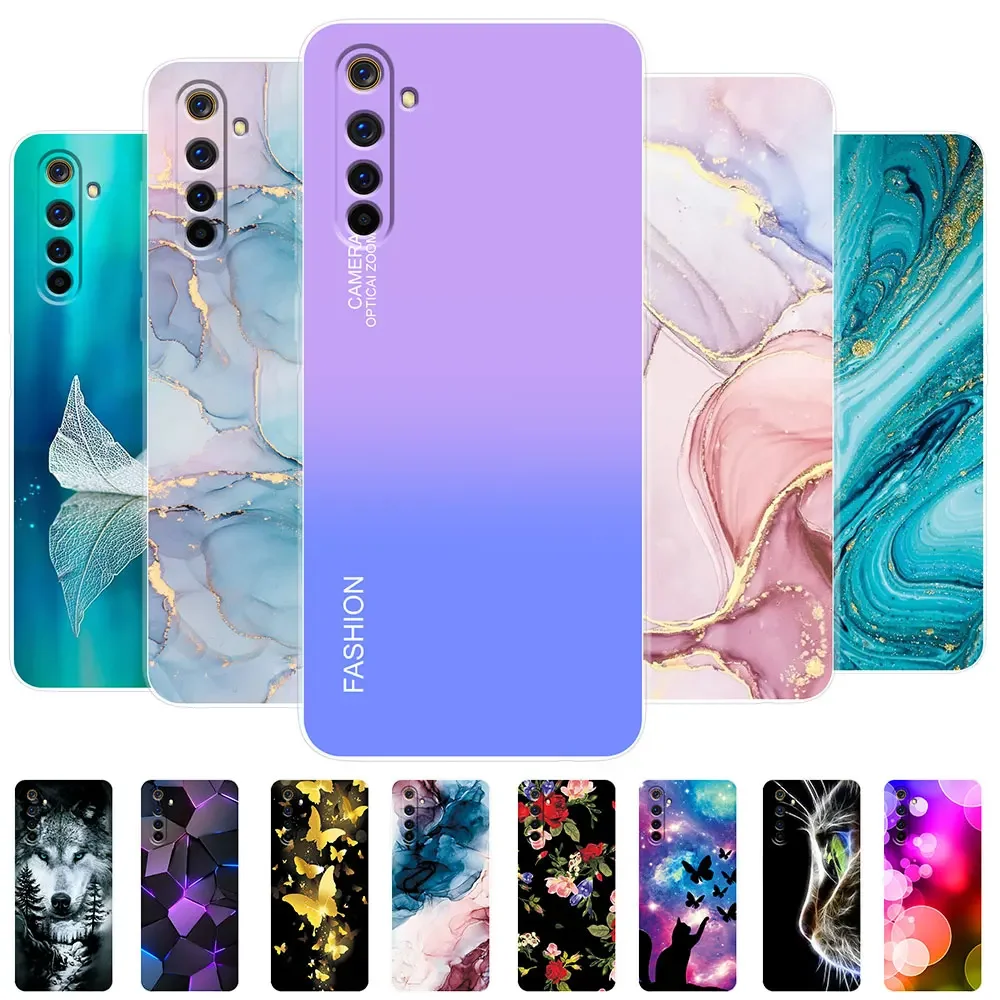 Para Realme 6 Funda Realme 6 Pro acuarela mármol fundas transparentes para Realme 6S Funda para Realme6 i Funda trasera de silicona