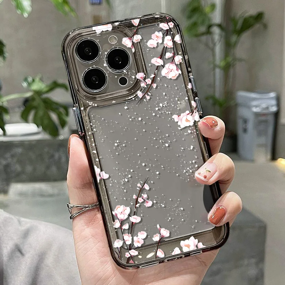 Funda Floral de silicona suave para iPhone, Fundas transparentes para modelos 15 Pro Max, 11, 13, 14, 12, XR, X, XS, 7, 8 Plus, SE 2020, 15 Pro Max, 13Pro Max - imagen 4