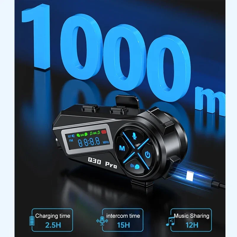 Intercomunicador para casco de motocicleta V5.4, Intercomunicador para Moto, música, Share, Radio FM con linterna, 1/2 Uds. - imagen 4