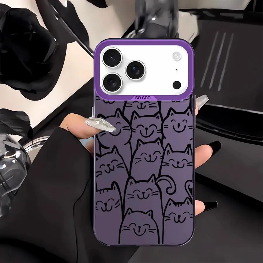 Funda de gato de dibujos animados para iPhone 16e 12 13 XR 15 Plus 17Air 11 16 17 Pro Max 14 XS funda trasera para teléfono - imagen 3