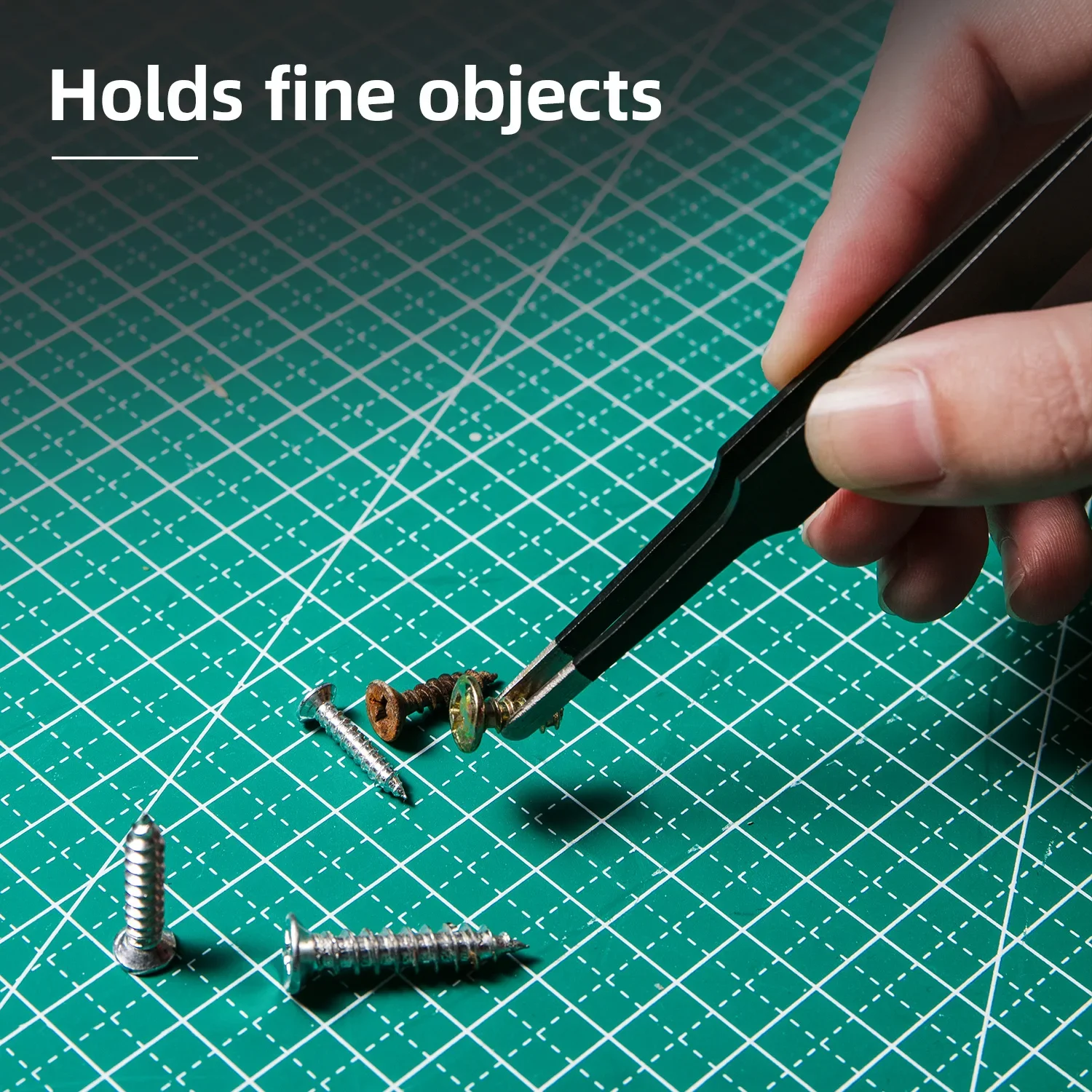 Deli pinzas de acero inoxidable, herramienta de mantenimiento profesional, afilada, curva y plana, tres en uno, herramienta de Maquillaje Artístico - imagen 5