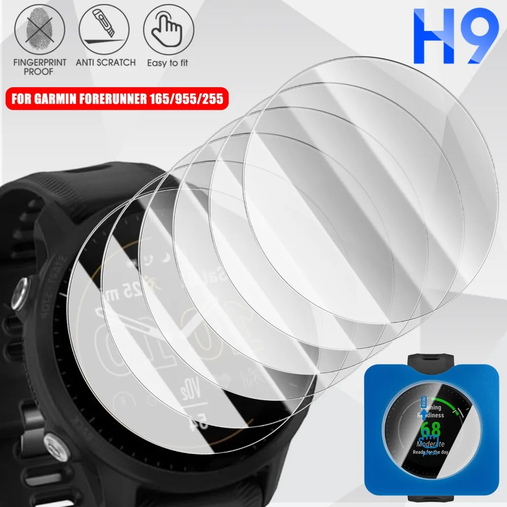 1-5 uds vidrio templado de fácil instalación para Garmin Forerunner 165/955/255 Protector de pantalla con Kit de películas de posicionamiento para Garmin - imagen 4