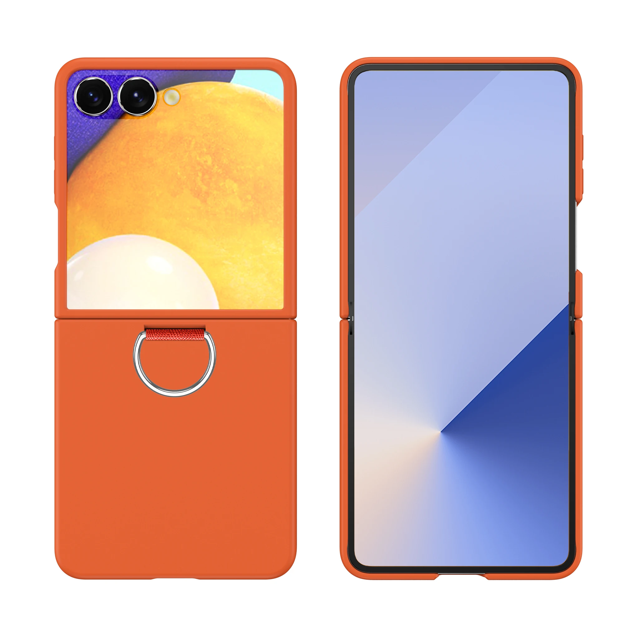 Funda de teléfono plegable de Color sólido con hebilla D de lujo para Samsung Galaxy Z Flip 7 FE 6 5 4 3 Flip7 Flip6 mate PC cubierta trasera a prueba de golpes