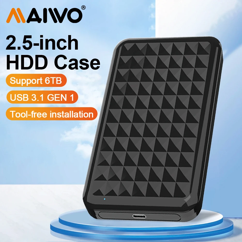 MAIWO-funda HDD portátil de 2,5 pulgadas, carcasa de disco duro tipo C SATA HDD SSD, unidad de disco duro HD de 6TB, funda Ssd para PC y portátil