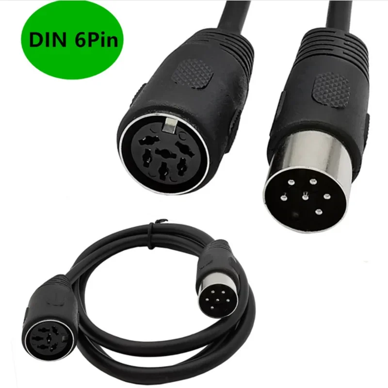 Cable de extensión DIN de 6 pines, 9,8 pies, 6 pines, enchufe DIN macho a hembra, adaptador AV, toma de audio para dispositivos de audio digitales, negro - imagen 5