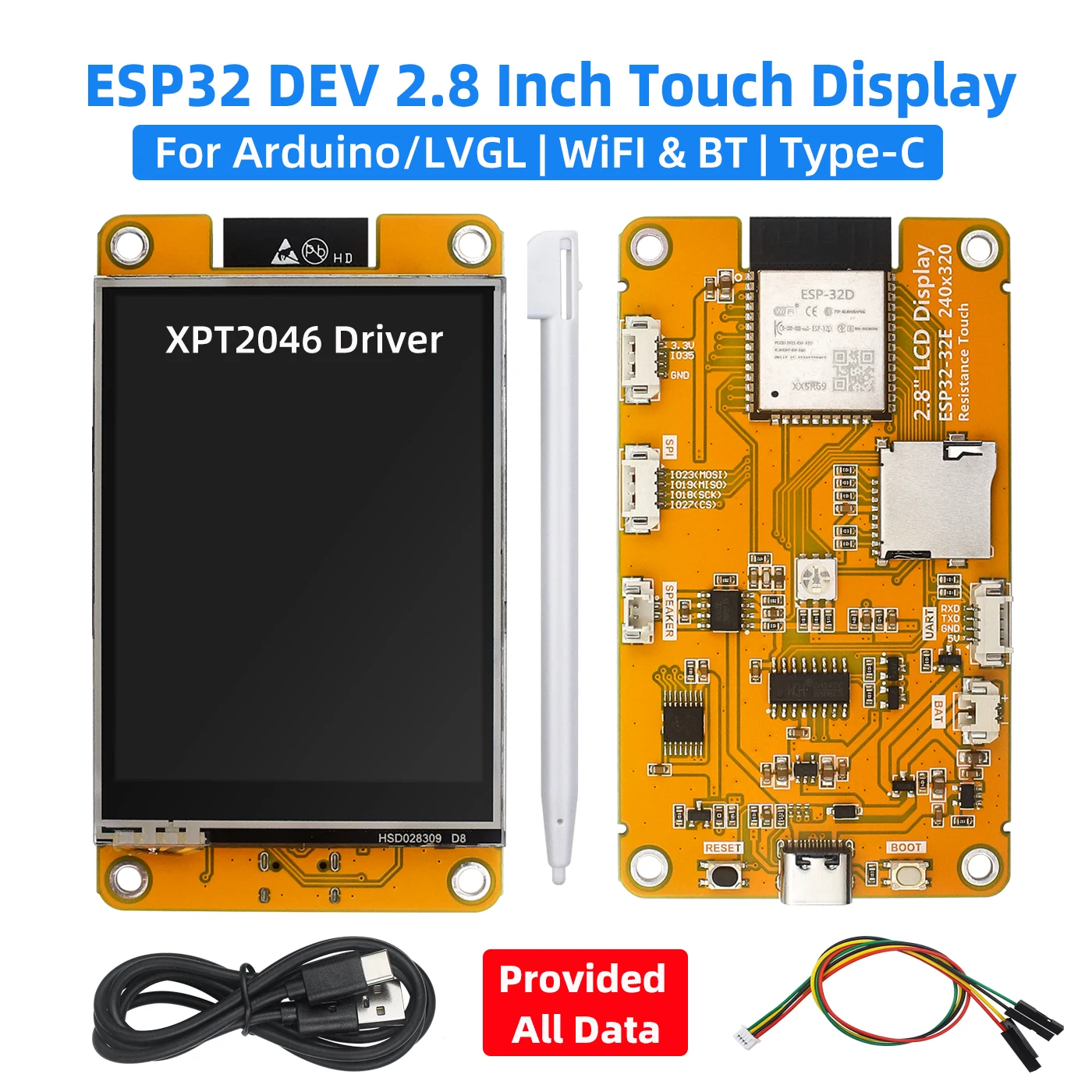 Placa de desarrollo ESP32 para Arduino LVGL WiFi Bluetooth pantalla táctil de 2,8 pulgadas TFT LCD 240*320 pantalla inteligente con WROOM táctil