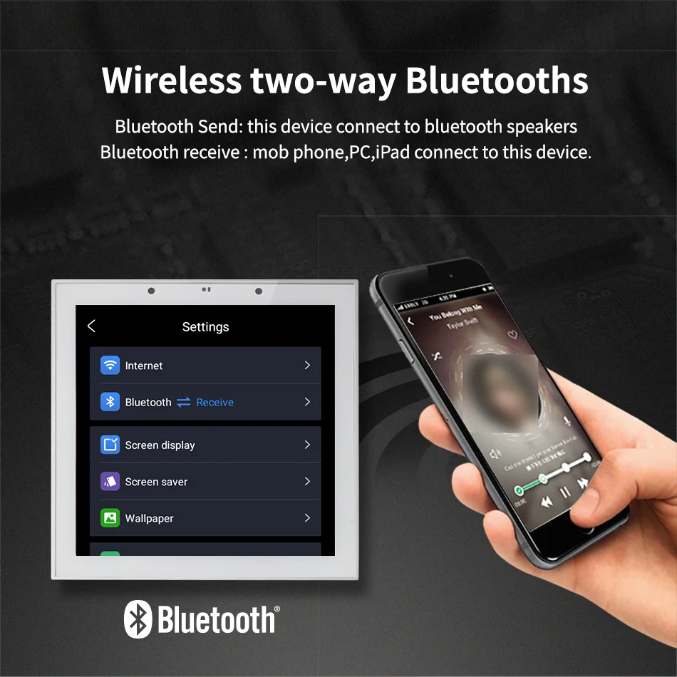 Amplificador de audio en pared para hogar inteligente, sistema Android 11, pantalla táctil de 4 pulgadas, amplificador WiFi Tuya, Panel de sonido con Control remoto Alexa - imagen 5