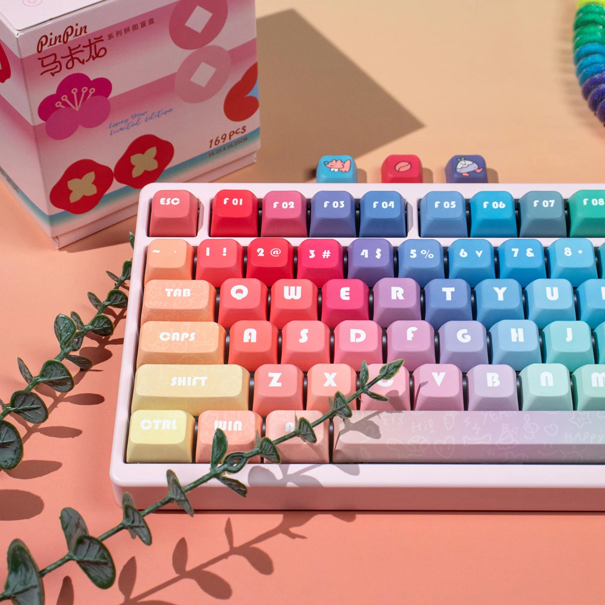 132 teclas gradiente Arco Iris XDA altura Keycap PBT sublimación de tinte tapas de teclas coloridas para teclado mecánico de eje magnético Madlions - imagen 3