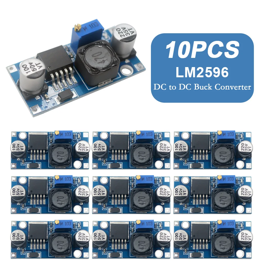 Convertidor Buck de CC a CC, 1/5/10 piezas, LM2596, 3,0-40V a 1,5-35V, módulo reductor de fuente de alimentación - imagen 5