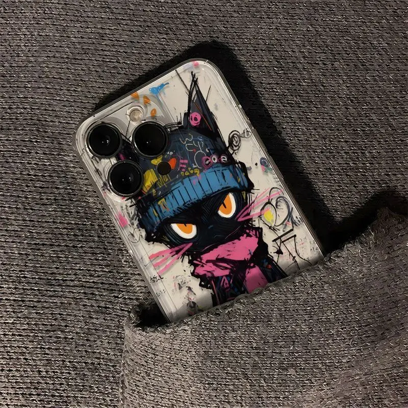 Funda de teléfono Graffiti Cool Black Cat para Samsung S24 S23 S22 S21 S20 S10 FE Note20 Note10 Plus Ultra Lite 5G, funda suave de TPU de lujo - imagen 5