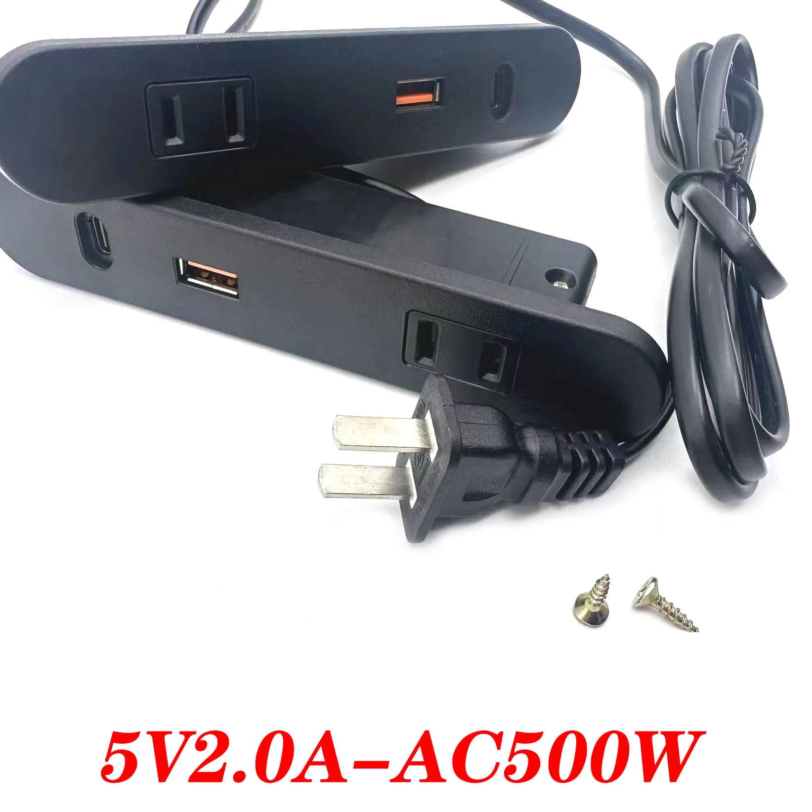 Enchufes de corriente ocultos para mesa, 1 salida USB, 1 USB, 1 tipo c, alimentación integrada, mesita de noche, fila de escritorio de oficina, 5A, 110V, 220V, enchufe negro - imagen 4