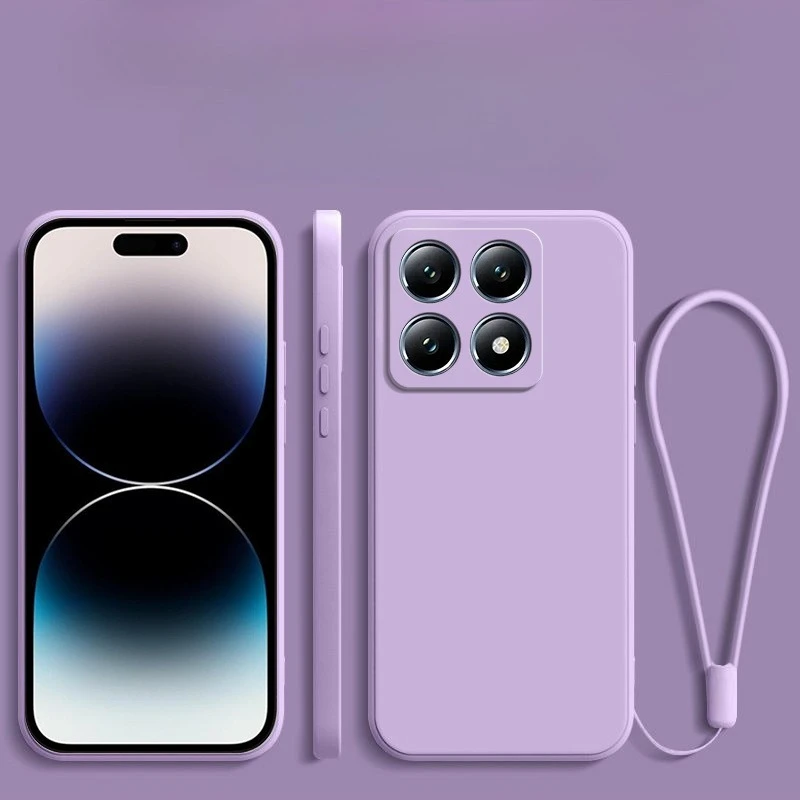 Funda con cordón de silicona suave para Xiaomi 17 15S 15T 14 14T 13 12 11 Lite Pro Max cubierta trasera cuadrada - imagen 5