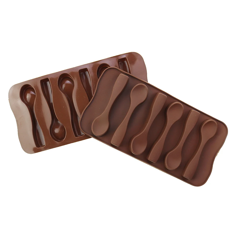 1 unidad 40G 6 agujeros forma de cuchara 3D Chocolate molde de silicona suave para DIY molde para dulces herramientas de decoración de pasteles fácil eliminación de película - imagen 4