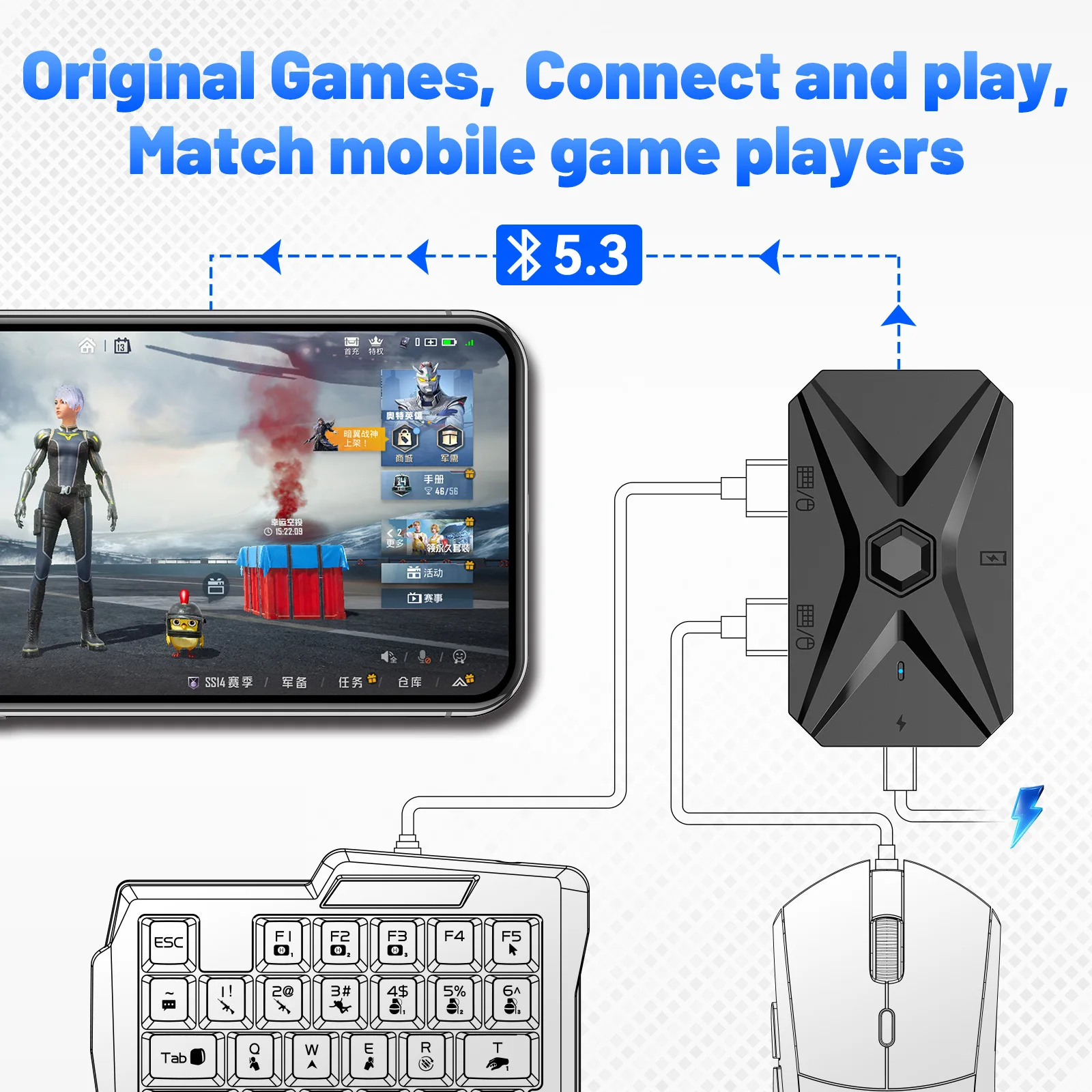 Kit convertidor de juegos móviles Kit Mobilador teclado para juegos ratón M1 Pro + 5 en 1 Combo controlador de conexión Bluetooth PUBG CF FF - imagen 2