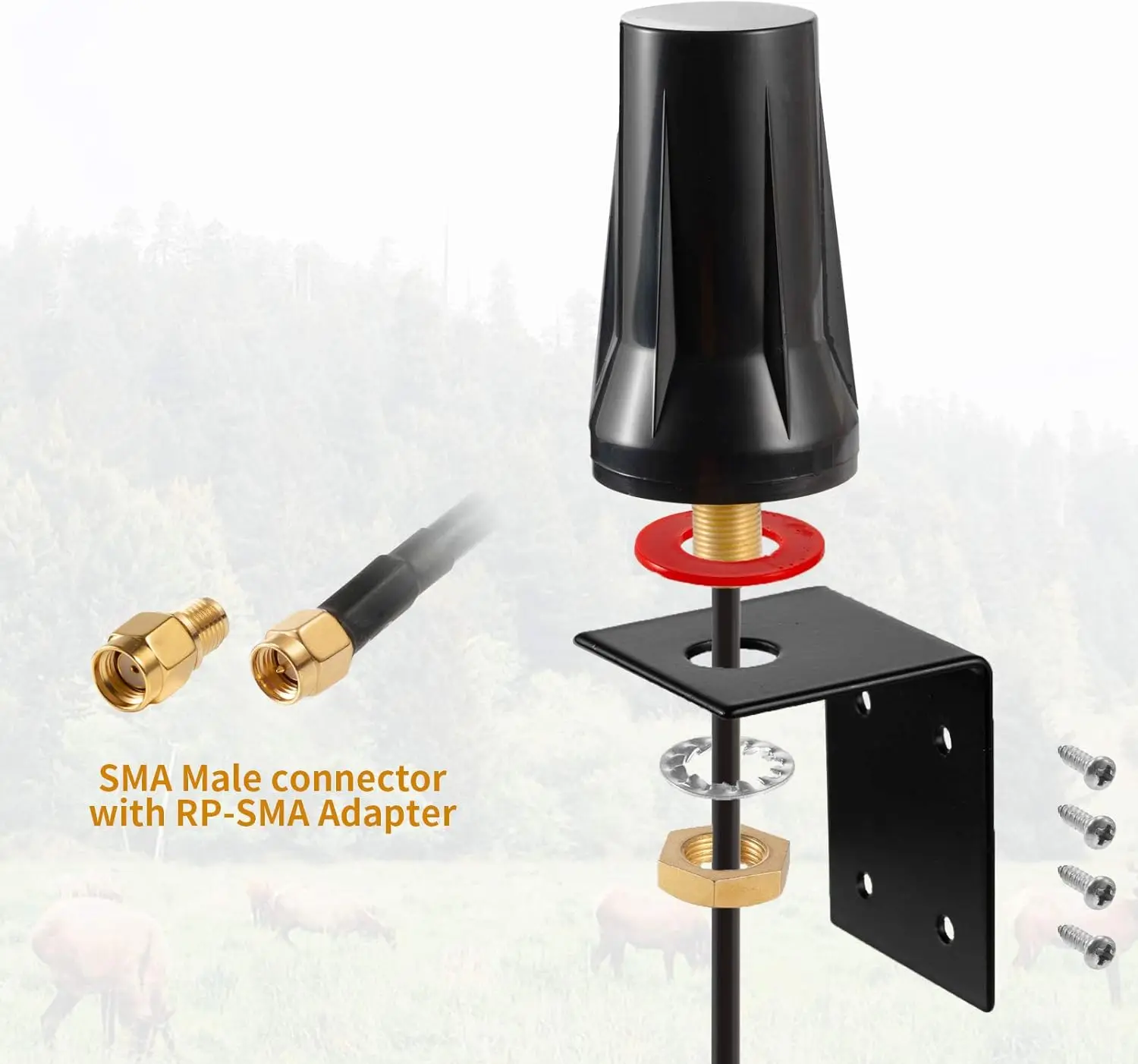 Antena impermeable macho SMA celular 5G 4G LTE Compatible con amplificador de señal celular para teléfono móvil módem enrutador 4G 3m con soporte - imagen 2