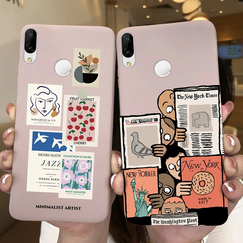 Funda protectora de silicona para teléfono Huawei, protector suave mate con patrón bonito, P20 Lite, P20Lite - imagen 2