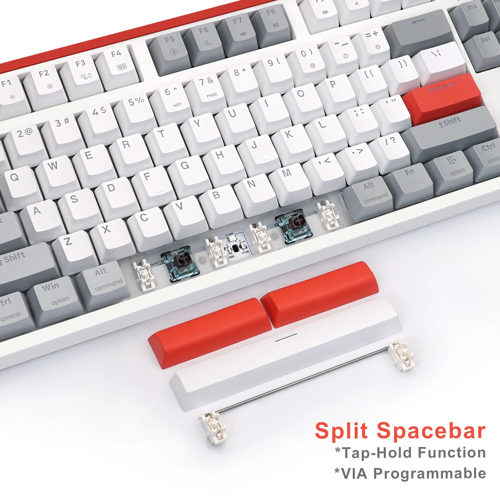 SKYLOONG GK87 QMK/VIA teclado con cable interruptor óptico retroiluminación RGB intercambiable en caliente 3 perillas PBT teclado translúcido espacio dividido teclado para juegos - imagen 5