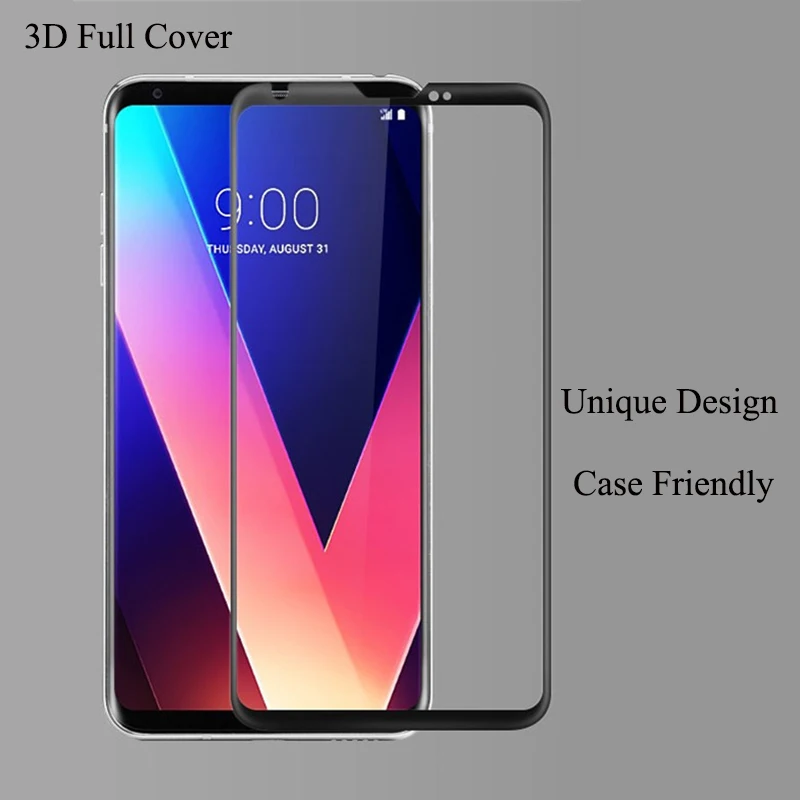 V30 Plus Protectores de pantalla de vidrio 3D película para LG V30 vidrio para LG V30 Protector de pantalla de vidrio templado 3D cubierta completa H930 H930 DS - imagen 2
