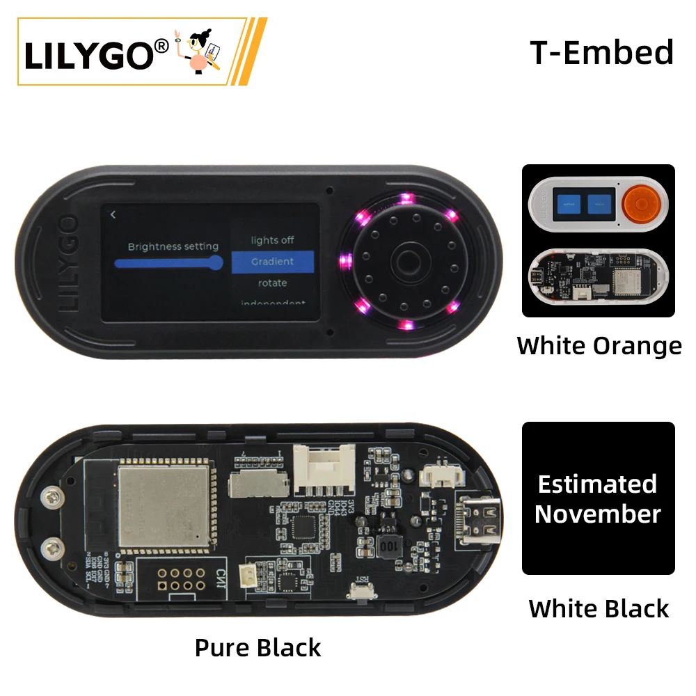 LILYGO® T-Embed ESP32-S3 Panel de Control personalizado de ESP32-S3, placa de desarrollo de pomo Macro Embedded con pantalla LCD de 1,9 pulgadas, Flash de 16MB