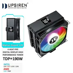UPSIREN Walrus Guard 120 Cooler CPU con pantalla digital y heatpipes