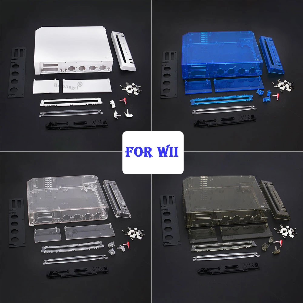 TRN negro para Wii funda completa carcasa con botones para Nintendo Wii carcasa transparente para consola de juegos Wii - imagen 5