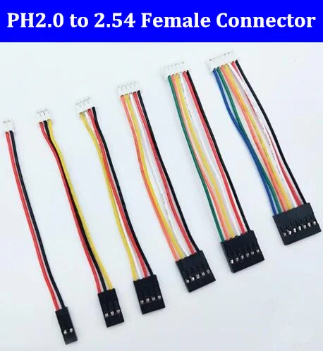 Conector con cable de 2,54mm, cable 26AWG, PH2.0, 2P, 3p, 4p, 5p, 6p, hembra a 100, 2 pines, 3 pines, 4 pines, 5 pines, 6 pines, nuevo