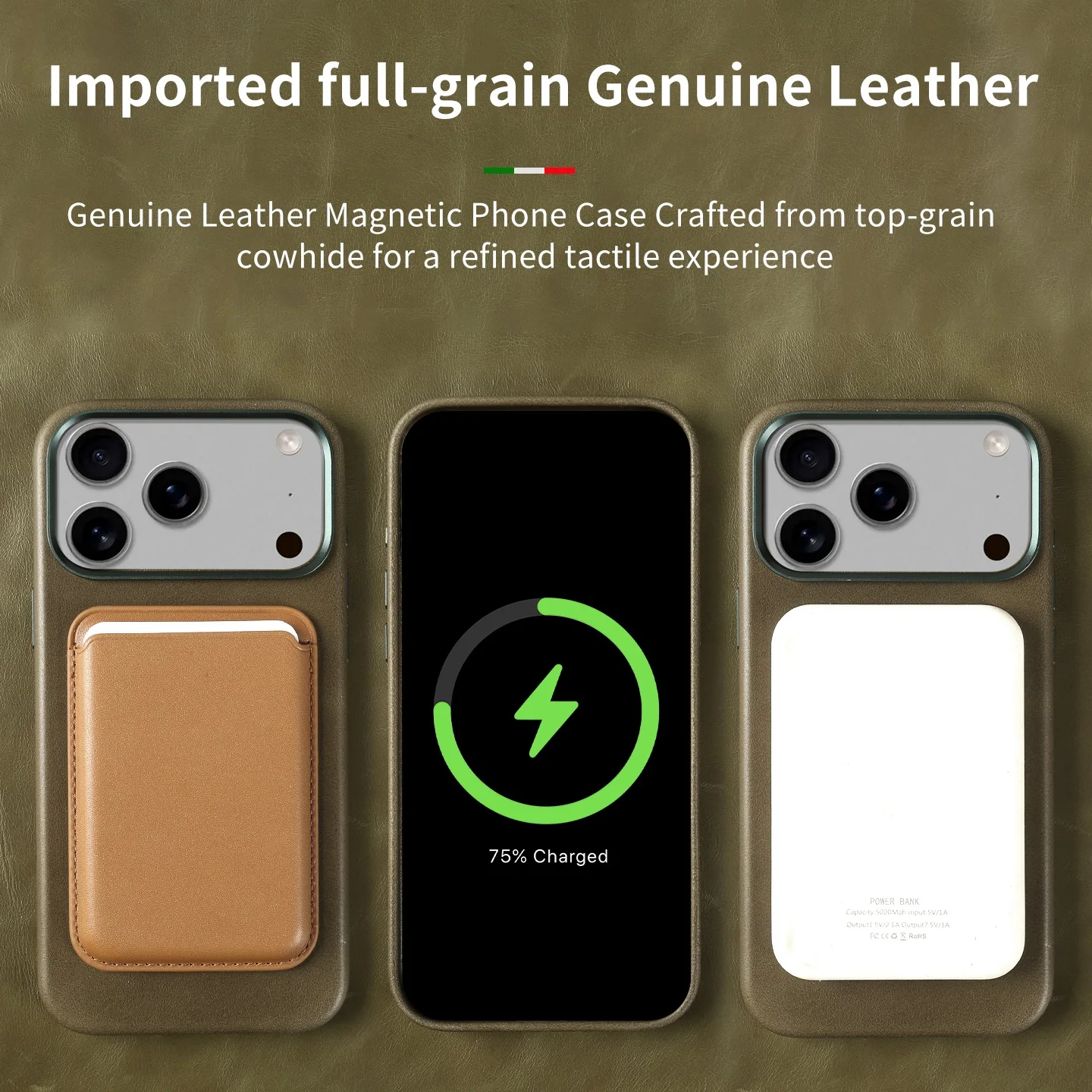 Funda de cuero genuino magnética Vintage para Iphone 17 Pro Max 16Pro, funda trasera de teléfono Magsafe con cera de aceite de negocios, fundas completamente envueltas - imagen 5