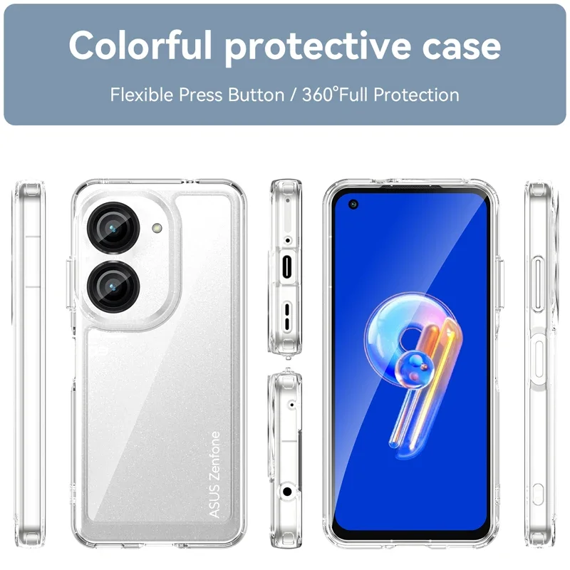 Para Asus Zenfone 10 funda transparente transparente PC + TPU contraportada cubierta de parachoques suave para Zenfone 9 - imagen 4