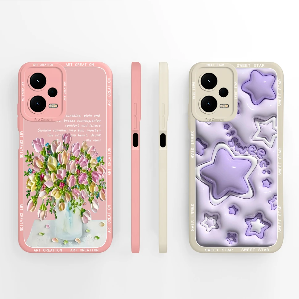 Fundas para Redmi Note 12 Pro Plus 4G 5G Lovely Flower Star Protection, funda de silicona suave para RedmiNote12 12Pro Plus 4G 5G