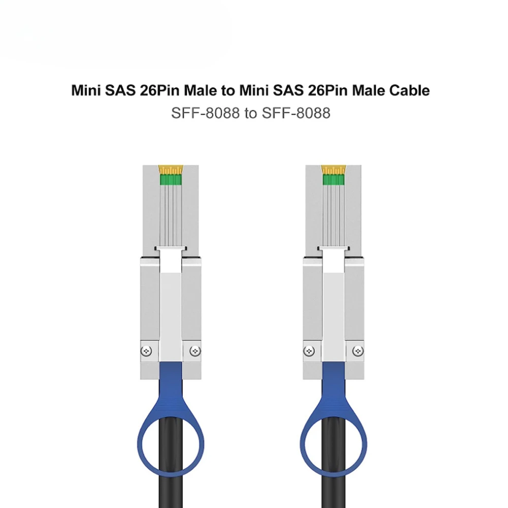 SFF-8088 a SFF-8088 Cable externo Mini SAS HD, cable híbrido SAS2.0 de 6Gbps de 26 pines compatible con SCSI para sistemas Raid - imagen 2