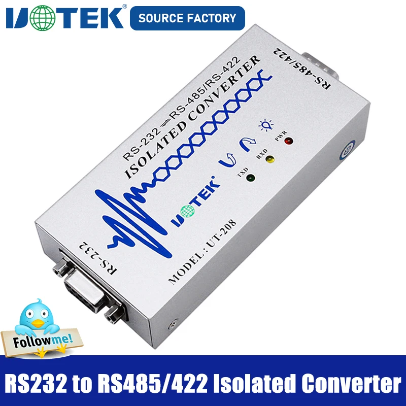 UOTEK RS-232 a RS-485 Adaptador de RS-422 Convertidor Industrial DB9 RS232 a RS485 Conector RS422 Aislamiento ESD Anti-Surge UT-208 - imagen 2