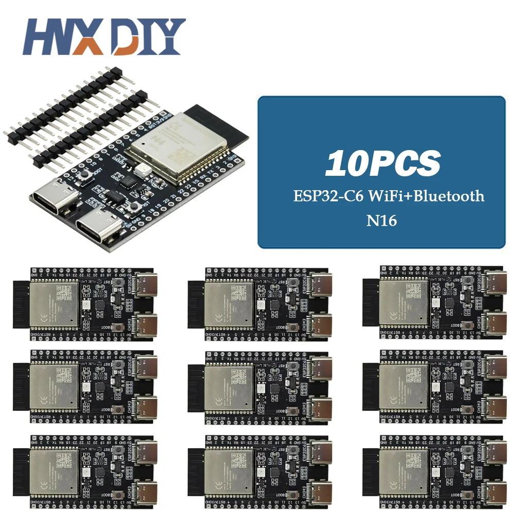 1-10 Uds ESP32-C6 WiFi + Bluetooth Internet de las cosas Placa de desarrollo Dual tipo C ESP 32 placa central ESP32-C6-DevKit C para Arduino - imagen 2