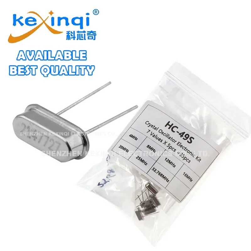 (35 uds/kit) oscilador de cristal pasivo de cristal de cuarzo HC-49S 4MHz 8MHz 12MHz 16MHz 20MHz 25MHz 32,768MHz