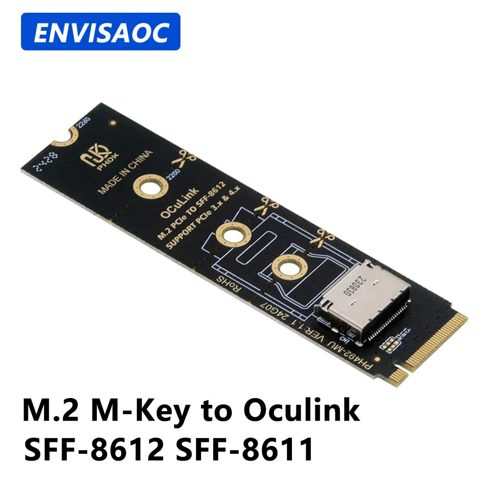 Oculink SFF-8612 a PCI-E 4,0 NVME M.2 M-Key adaptador de Host compatible con 2230/2242/2280 SFF-8612 a M.2 a Oculink para U.2 SSD y eGPU