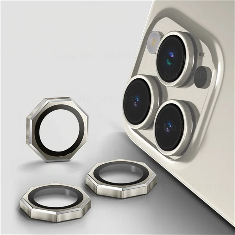 Protector de lente de cámara octogonal Armor 3D para IPhone 16 15 14 Pro Max Plus 13 Mini 16Pro I16 cubierta de lente de anillo de Metal de vidrio templado