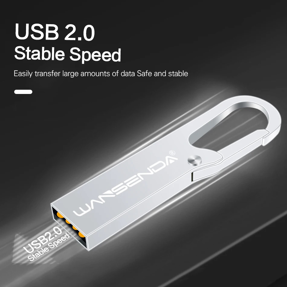 Nuevo WANSENDA USB 2,0 unidad Flash llavero Pen Drive 4GB 8GB 16GB 32GB 64GB Pendrive portátil Metal USB Memory Stick - imagen 3