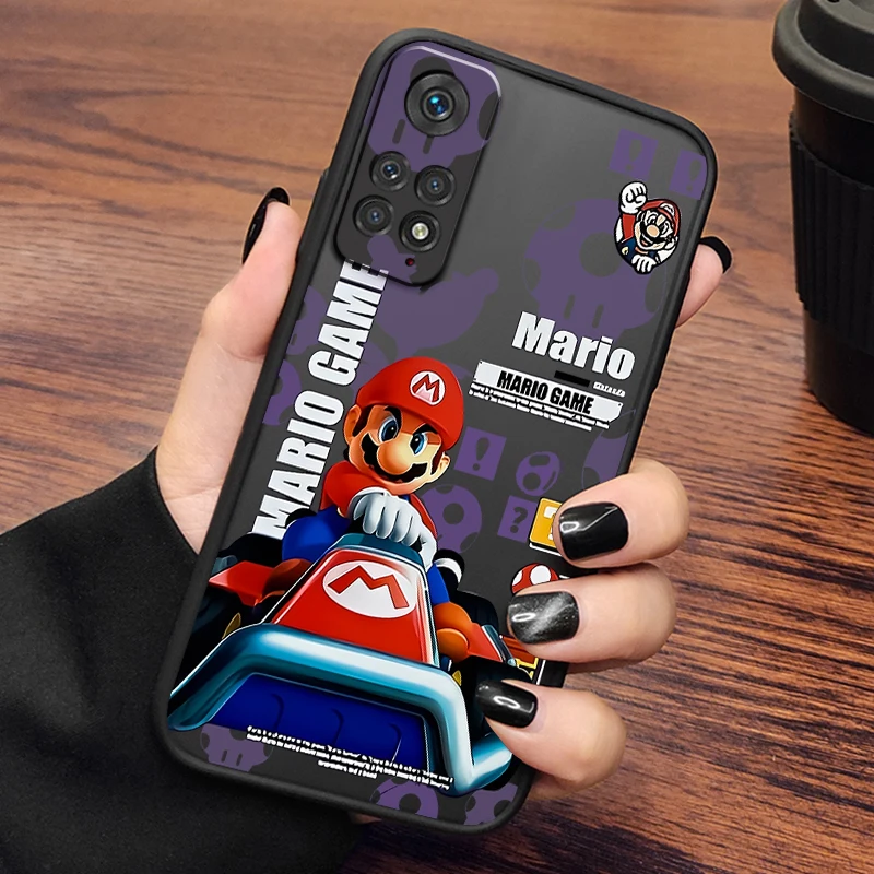 Funda trasera para teléfono móvil, carcasa translúcida esmerilada para Redmi Note 13R, 13, 12, 12S, 12T, 11, 11T, 11E, 10 Pro Plus, 5G, m-mario Brave Game - imagen 3