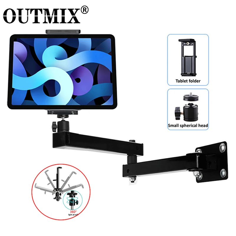 OUTMIX Soporte de pared para iPad y iPhone 4 a 11 pulgadas extensible