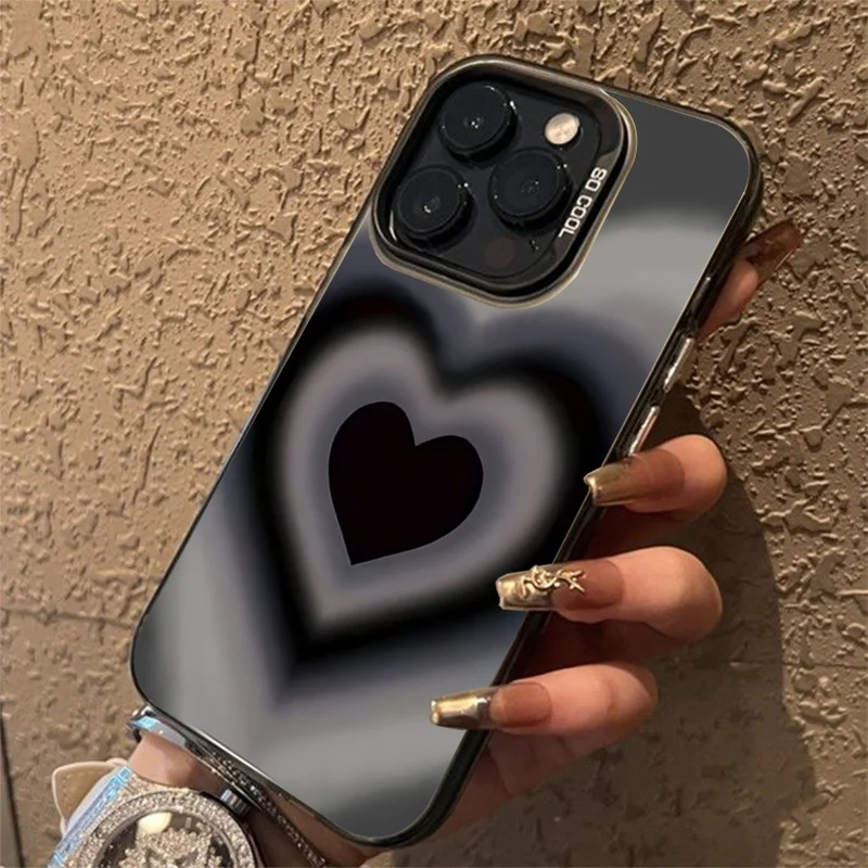 Cool gradiente negro corazón funda para Xiaomi Redmi Note 13 12 11 Pro Plus 4g 5g 12S 11S 10S 13C 4G chapado mate fundas de teléfono - imagen 5