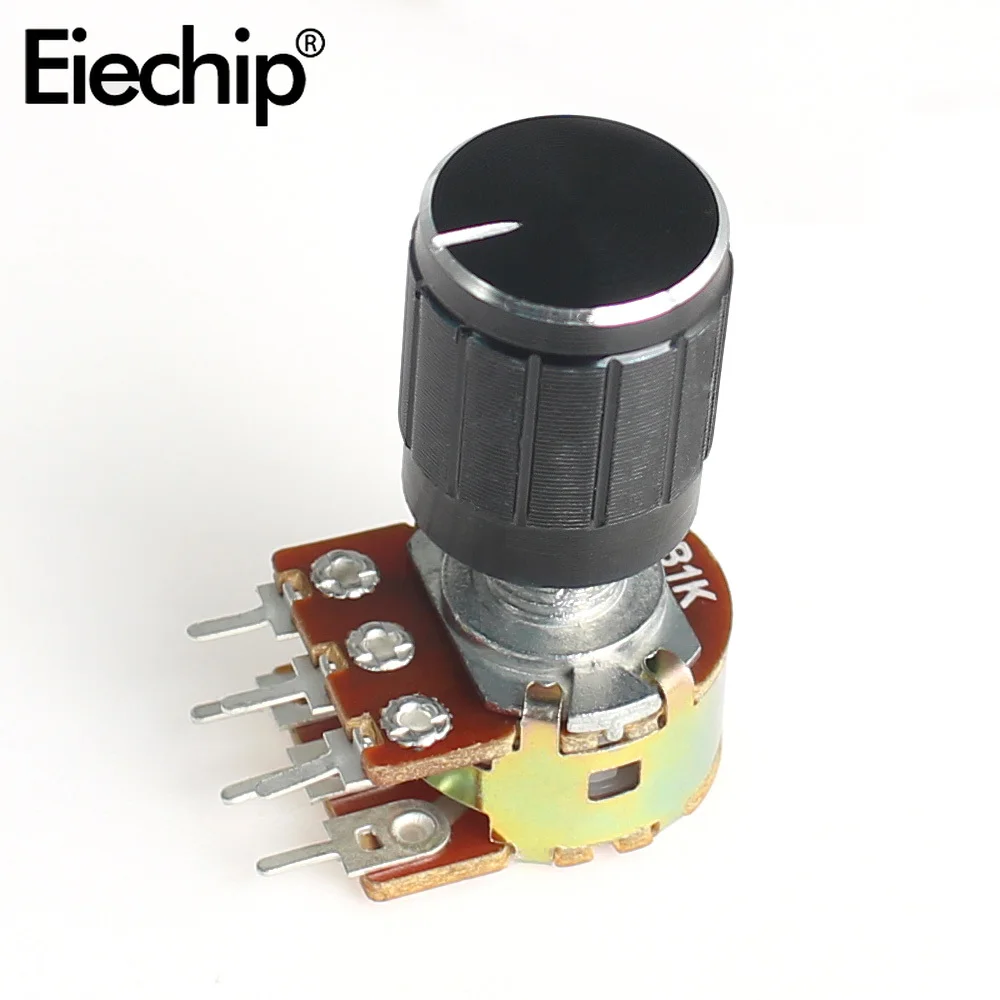 Kit de potenciómetro WH148, tapas de perilla negras, 15MM, 6 pines, 1K, 2K, 5K, 10K, 20K, 50K, 100K, 250K, 1M, 15x17mm, 5 unidades por juego - imagen 2